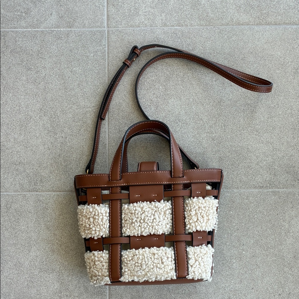 Zara Brown and Cream Teddy Bag